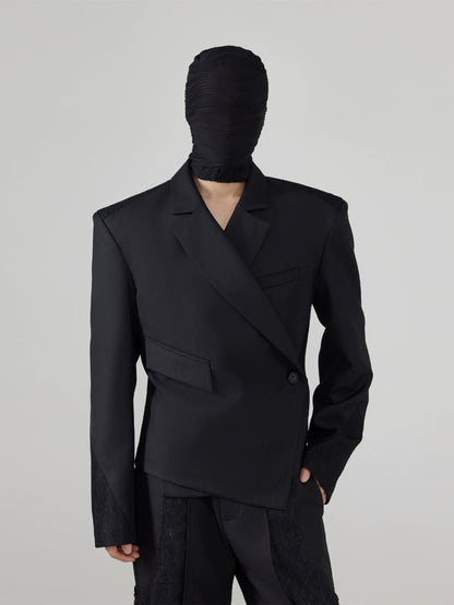 FRKM SCD Lace Panels Irregular Casual Slim Fit Blazer and Pant Set - NARA.