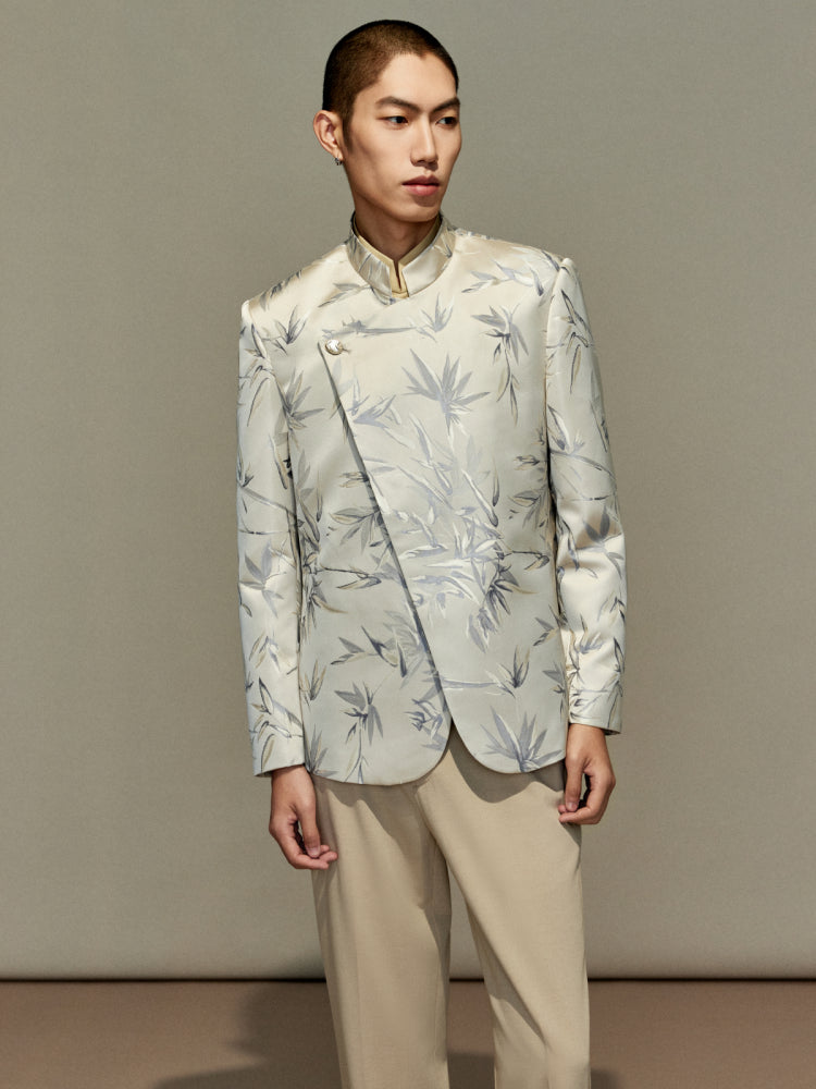 OWNLIFE Stand Collar Brocade Jacquard Suit - TRAIN.