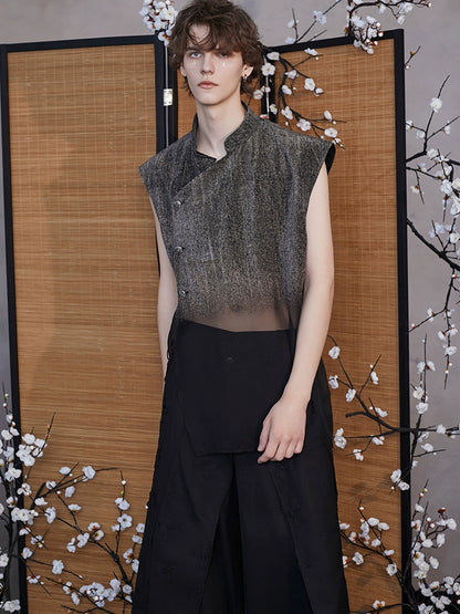 JIECHI black loose sleeveless stand-up collar top - NIAL.