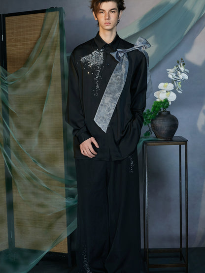 JIECHI  long-sleeved men's appliqué shirt -BRAHAM.