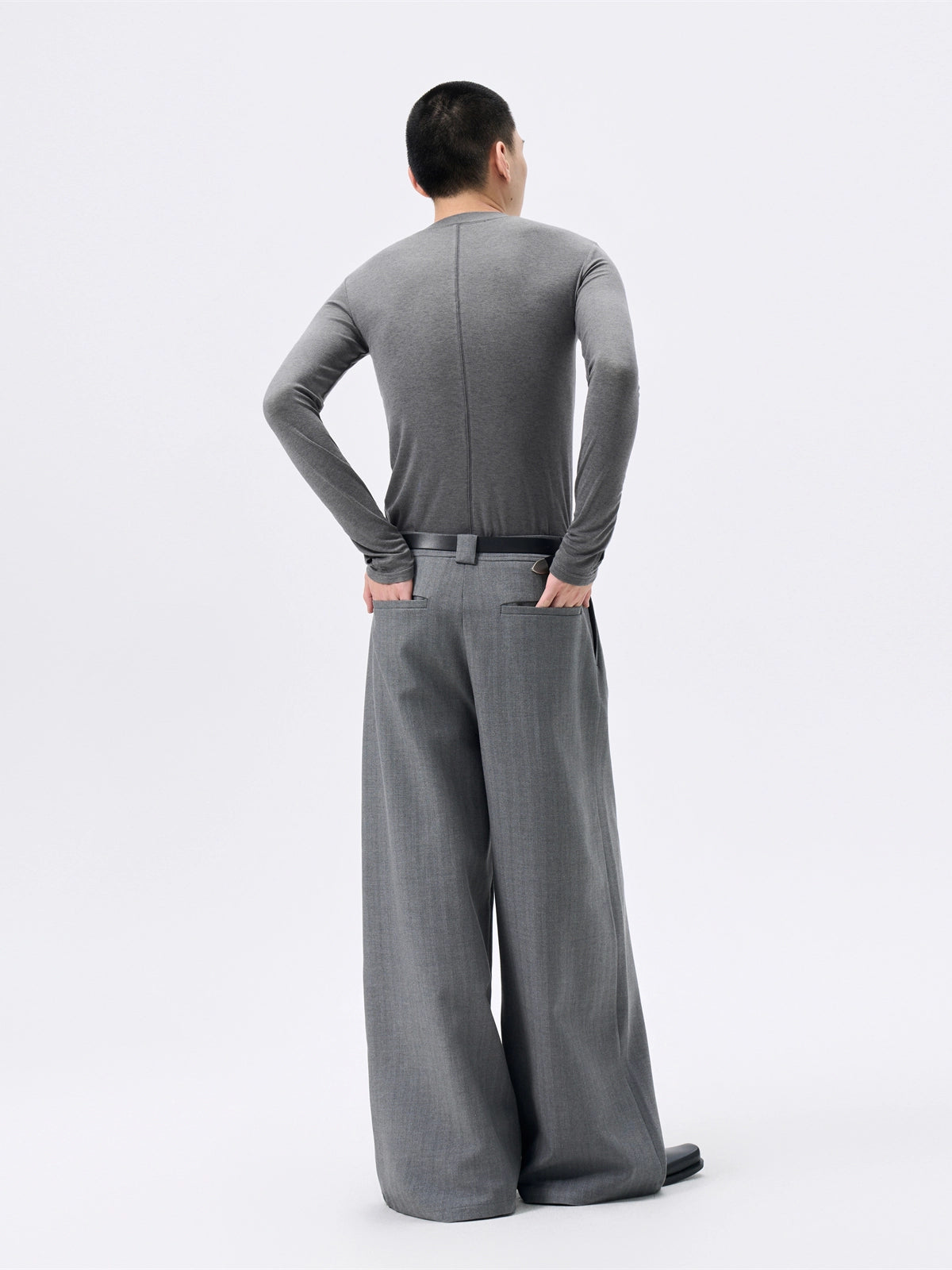 FRKM SCD Wool Grey Stretch Slim Waist Versatile Long Sleeve T-Shirt - VERITY.