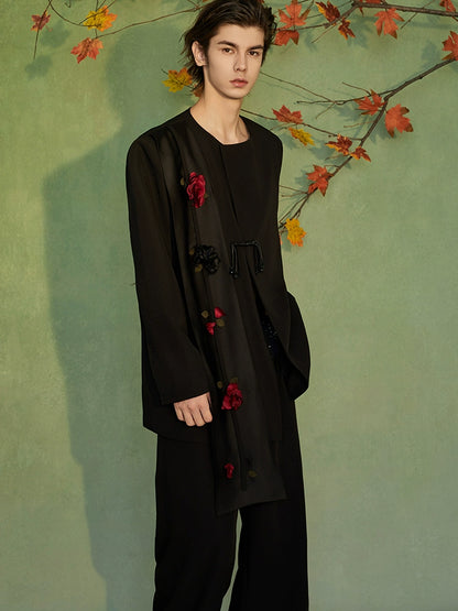 JIECHI disc buckle casual loose blazer men's high-end suit - OWL.