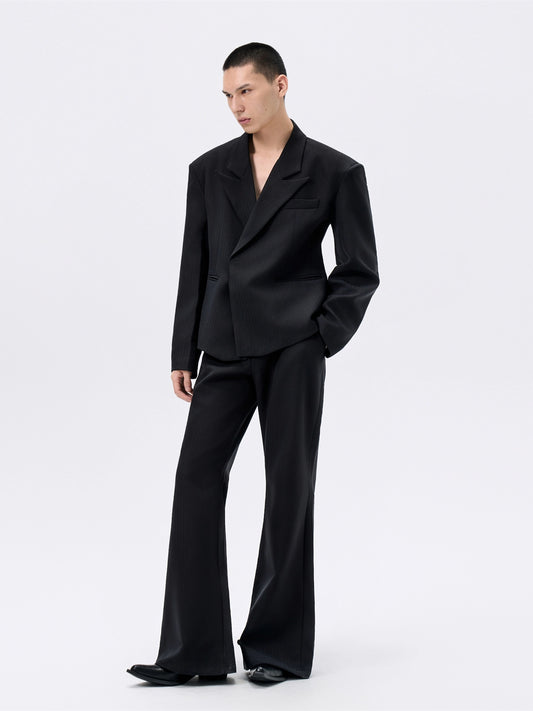 FRKM SCD 25 AW Herringbone Stripe Wide Shoulder Black Suit - QUEST.
