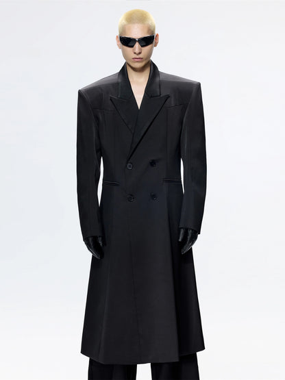 FRKM SCD Wide Haute Couture Black Long Tweed Coat - NOEL.