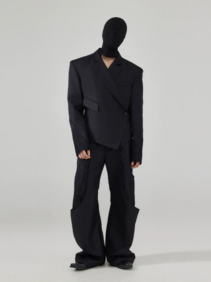 FRKM SCD Lace Panels Irregular Casual Slim Fit Blazer and Pant Set - NARA.