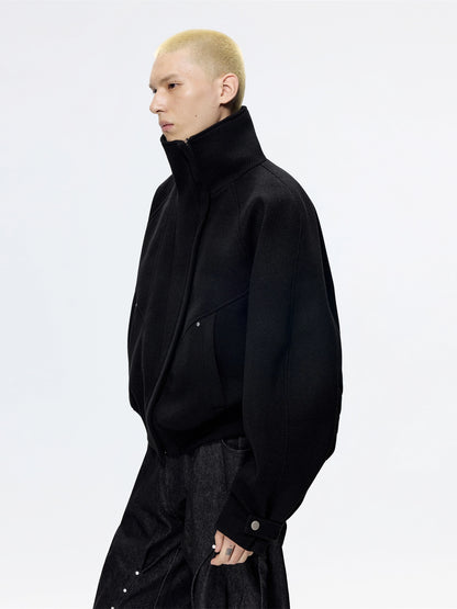 FRKM SCD Loose woolen cocoon-shaped thickened stand-up collar coat - FINN.