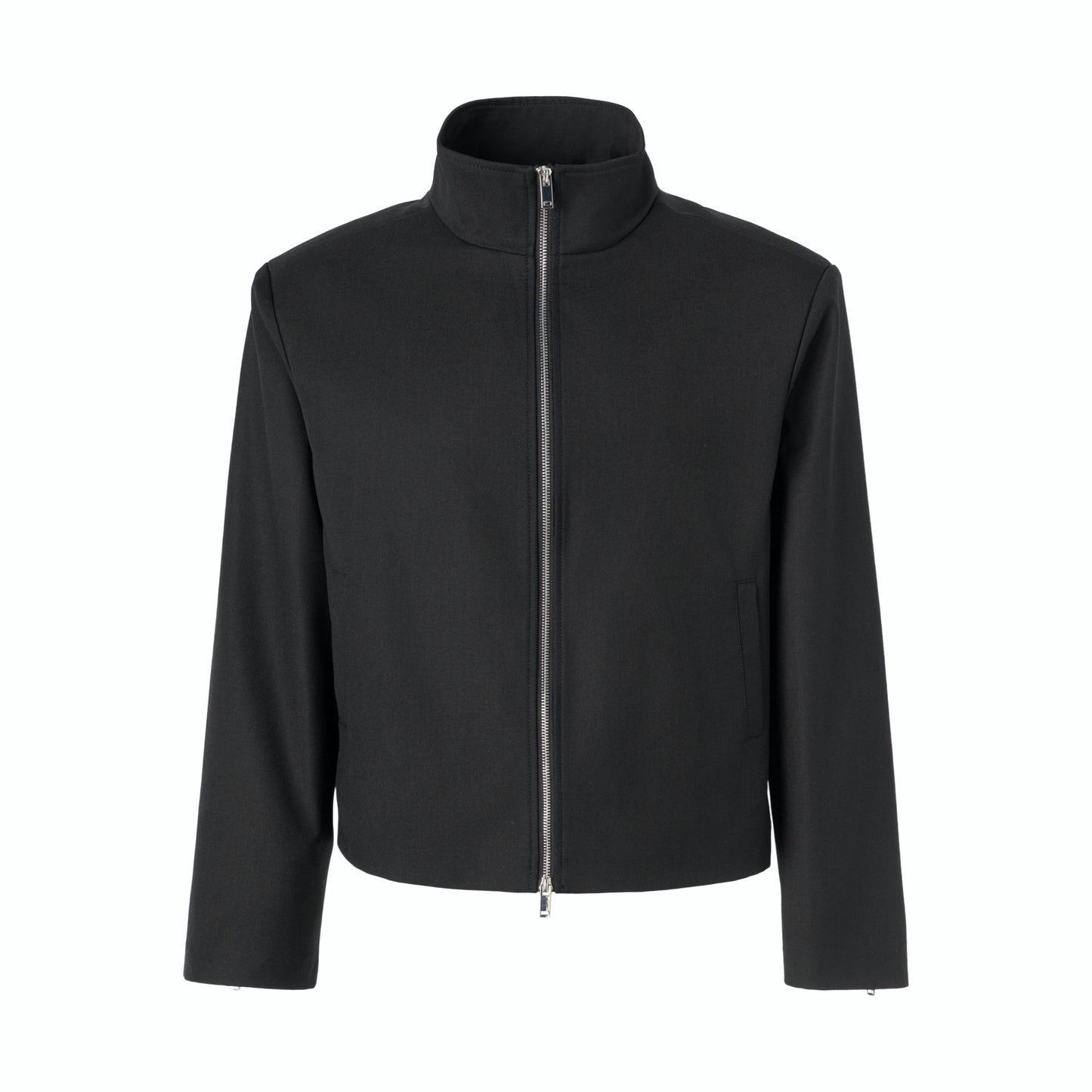 FRKM SCD Stand Collar Black Cropped Jacket - QUIET.