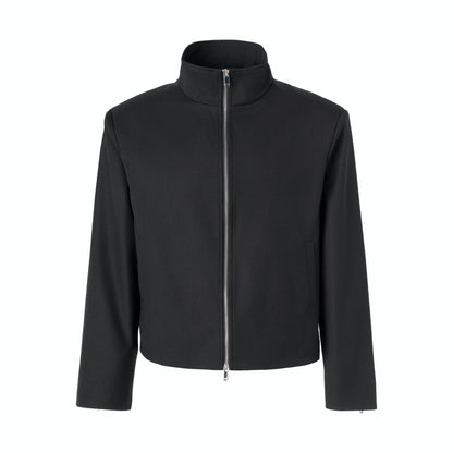 FRKM SCD Stand Collar Black Cropped Jacket - QUIET.