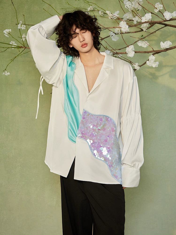 JIECHI casual acetate white loose long-sleeved unisex shirts - ISLA.