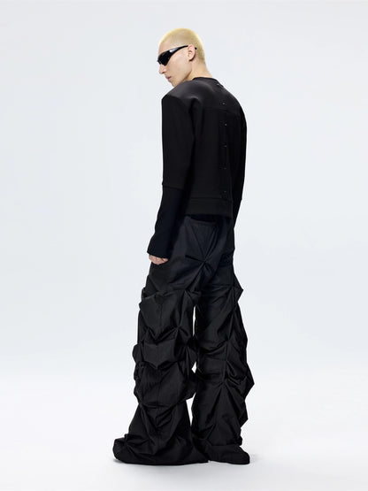 FRKM SCD Staple Embellished Inverted Triangle Metal Rivets Sweatshirt- STORM.