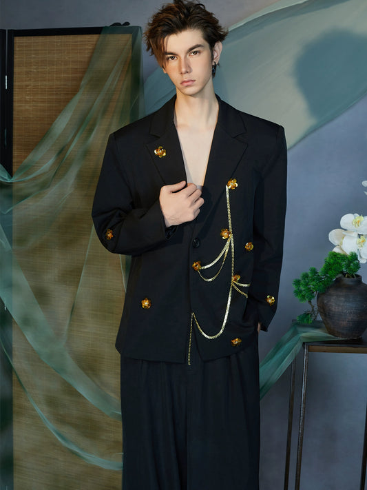 JIECHI  loose embellished black suit - FREDDIE.