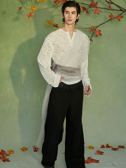 JIECHI  lace beaded cardigan long-sleeved top - VANDER.