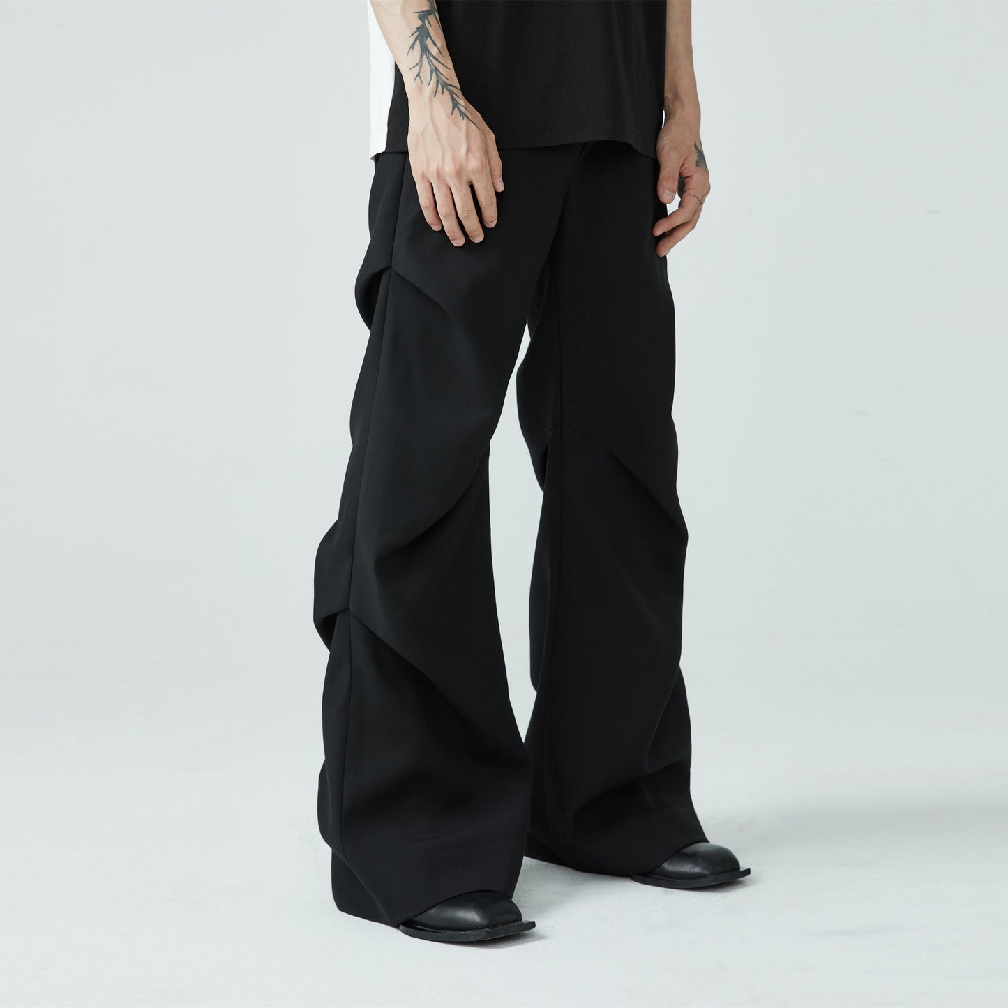FRKM SCD SS Casual Summer Pleated Loose Flare Suit Pants -DANA.