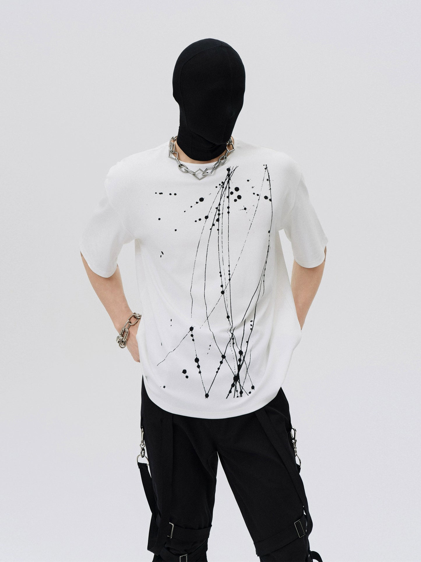 FRKM SCD splashed ink breathable loose crew neck short sleeve T-shirt - TITAN.