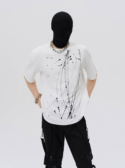 FRKM SCD splashed ink breathable loose crew neck short sleeve T-shirt - TITAN.