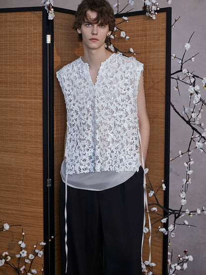 JIECHI  white sequencil vest sleeveless top - RAYLA.