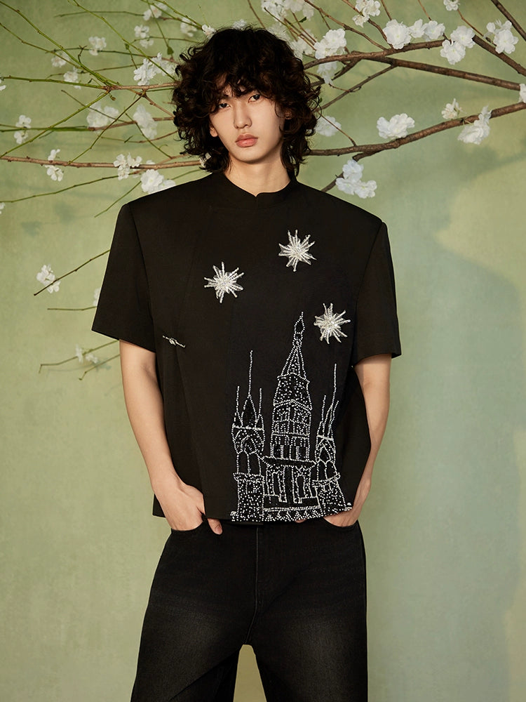 JIECHI loose embroidery round neck short sleeve unisex T-shirt - FANRIC.