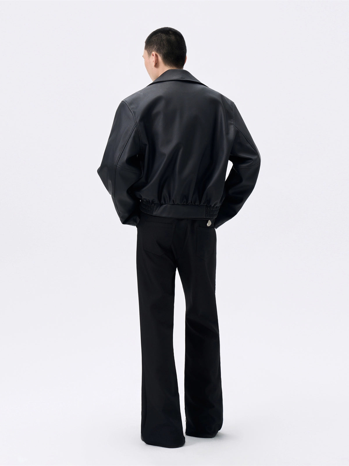 FRKM SCD Lapel Motorcycle Zipper Short Black Leather Jacket - SAWYER.