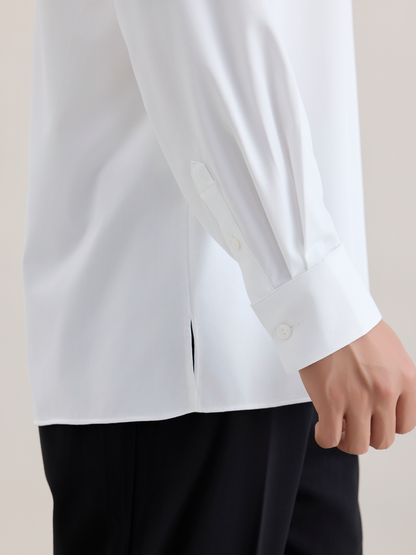 OWNLIFE Stand-up Collar Bamboo Fiber Shell Buckle Shirt - AURA.