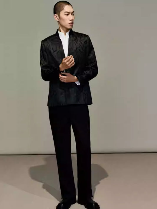 OWNLIFE honeysuckle jacquard stand collar coat - MILY