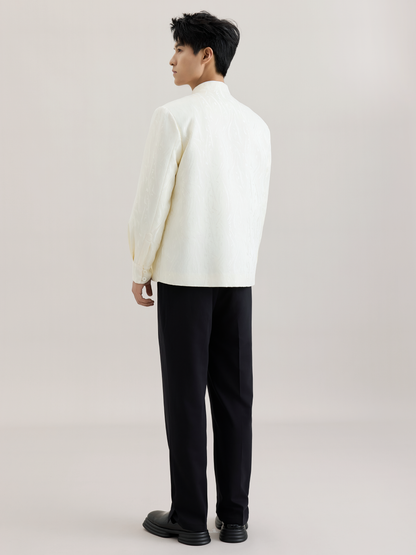 OWNLIFE white willow leaf jacquard brocade jacket and suit set - DREAM.