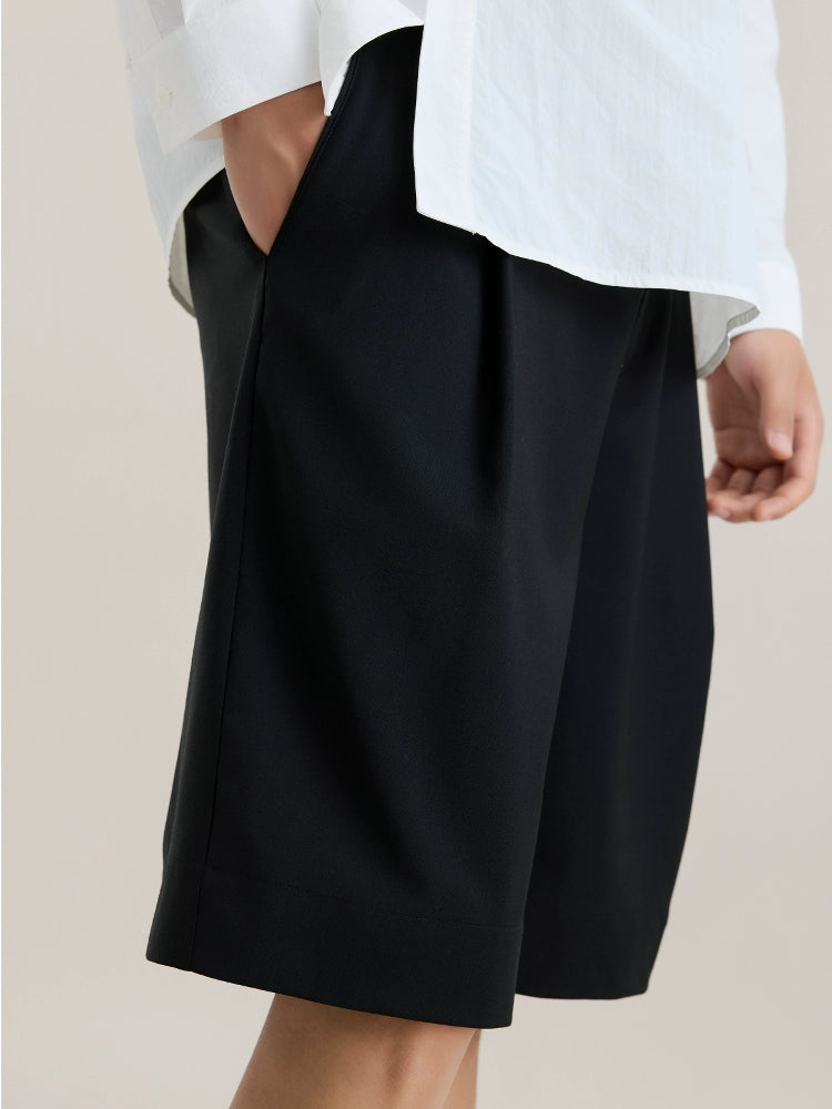 OWNLIFE Cool Wool Slimming Cropped Shorts - RICH.