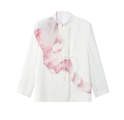 JIECHI ruffle embellished casual white blazer - HANK.