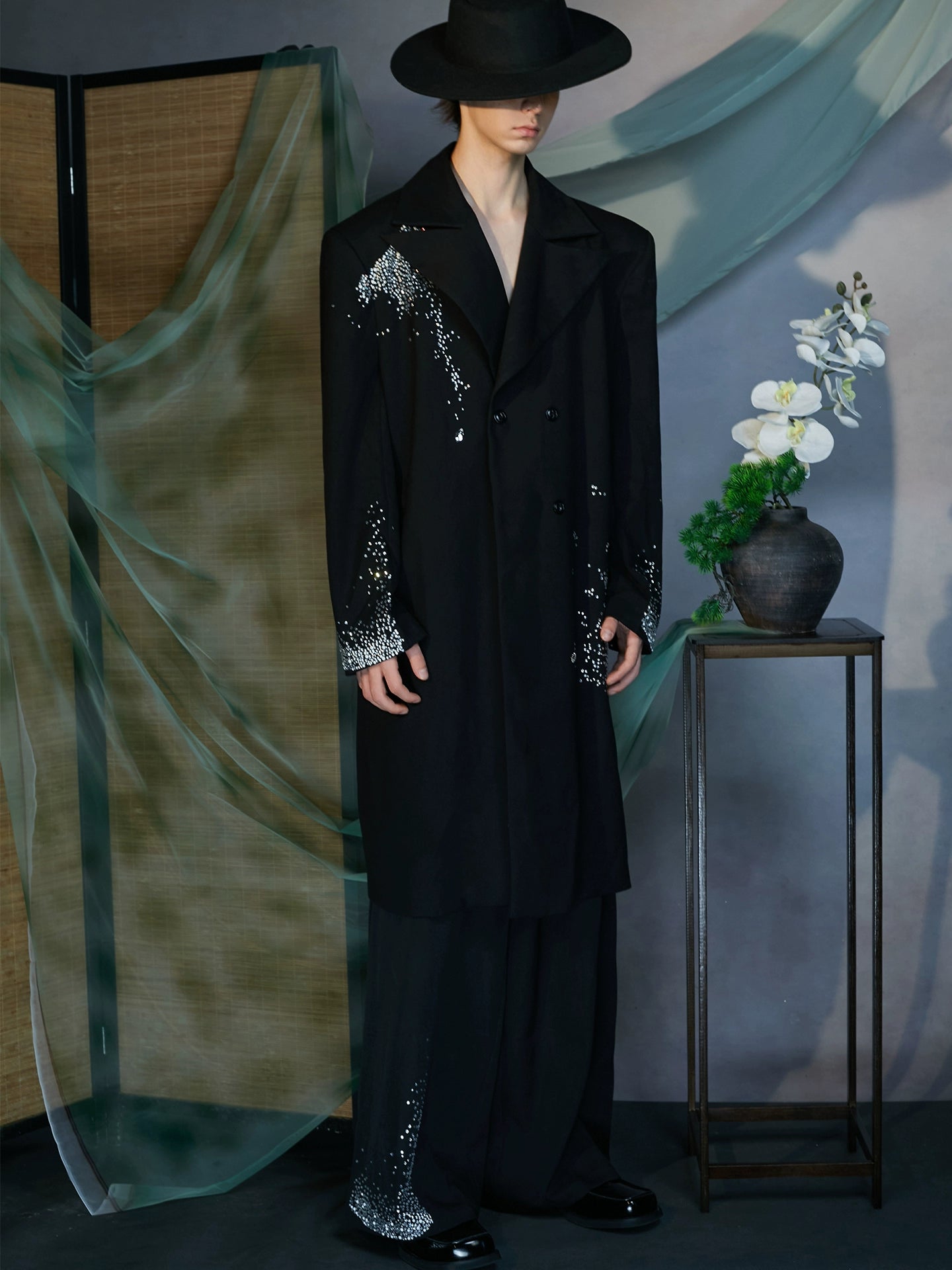 JIECHI  straight-leg loose diamond suit pants - ARNOLD.