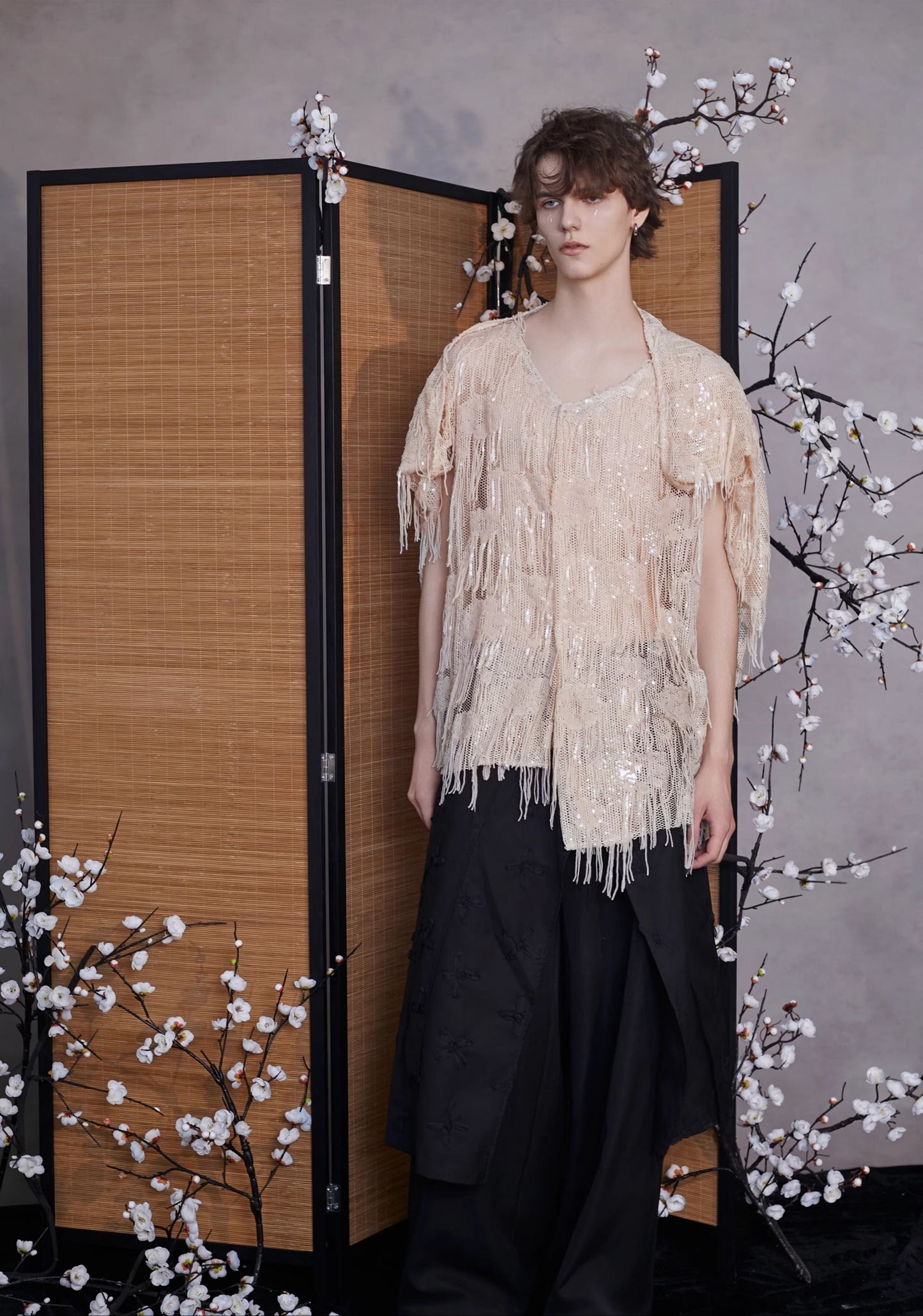 JIECHI black culottes irregularly cut loose slacks - MAXIE.