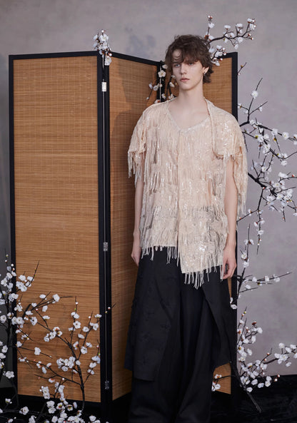 JIECHI black culottes irregularly cut loose slacks - MAXIE.