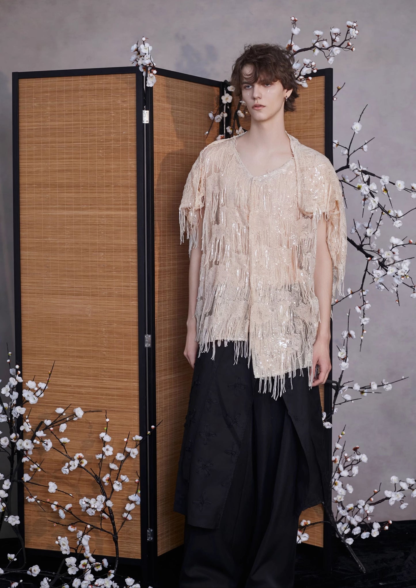 JIECHI black culottes irregularly cut loose slacks - MAXIE.