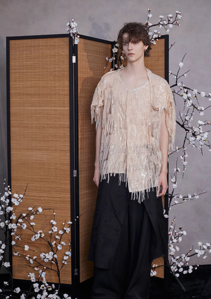 JIECHI black culottes irregularly cut loose slacks - MAXIE.