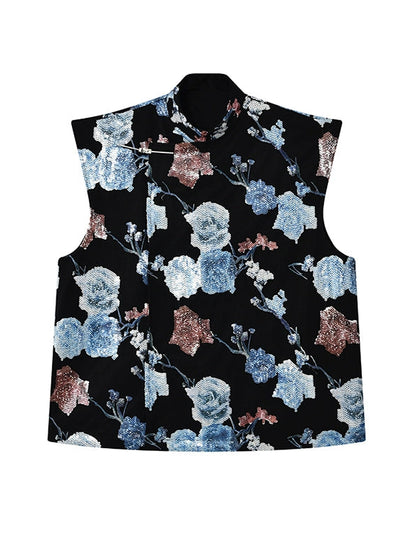 JIECHI stand-up collar multicolor sleeveless vest - WALLY.