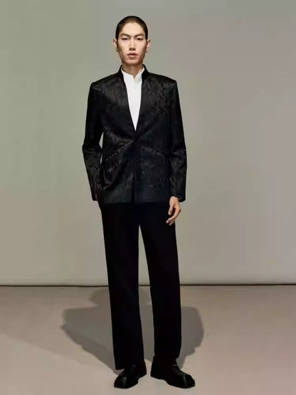 OWNLIFE honeysuckle jacquard stand collar coat - MILY