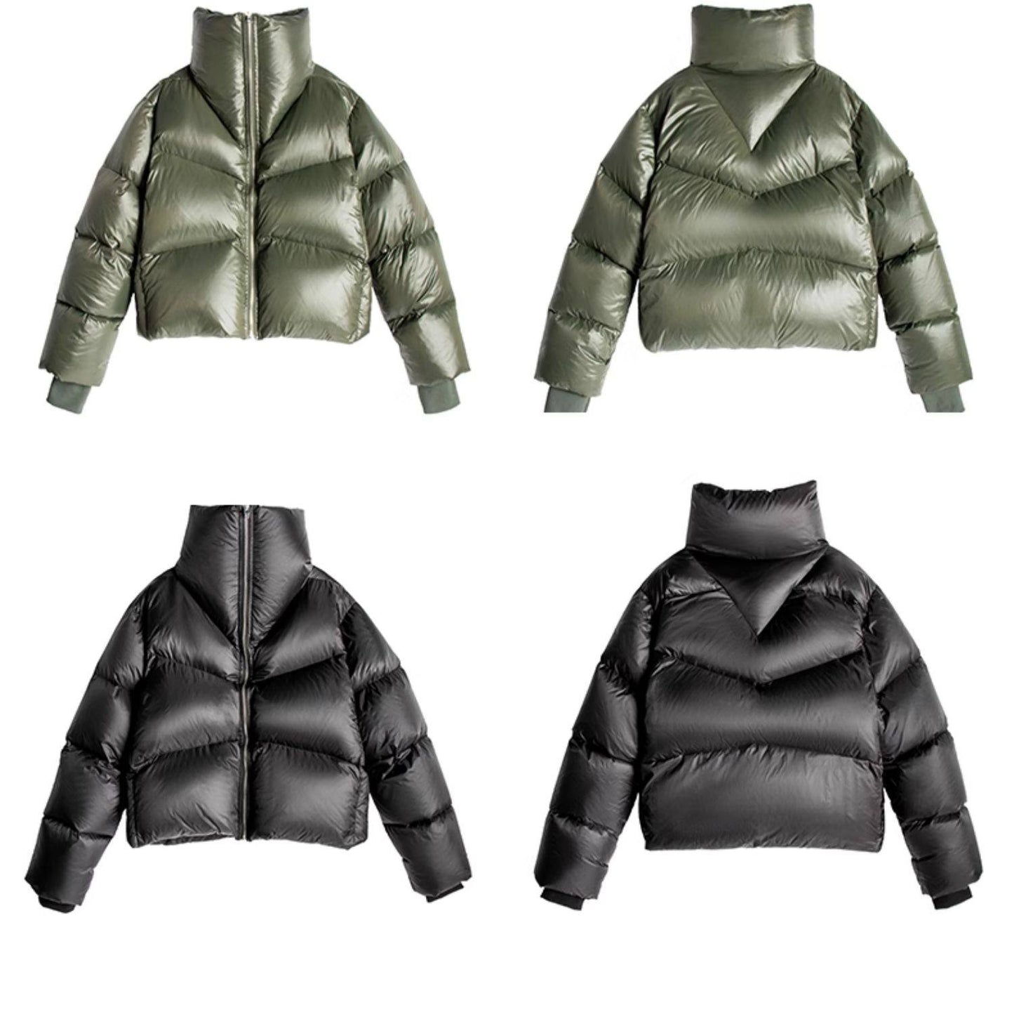 FRKM SCD 90 White Duck Down Neutral Short Collar Black Thick Jacket - TRENTON.