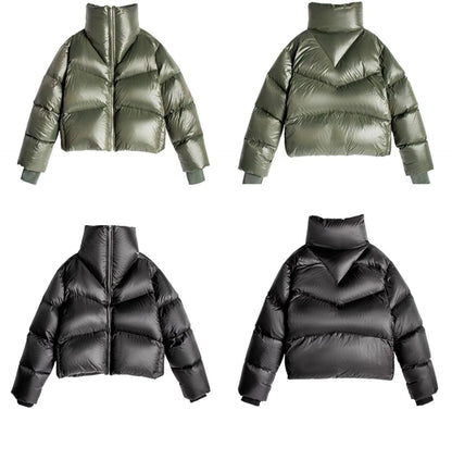 FRKM SCD 90 White Duck Down Neutral Short Collar Black Thick Jacket - TRENTON.