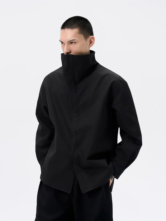 FRKM SCD Big Stand Collar Simple Loose Long Sleeve Shirt - TRAVIS.
