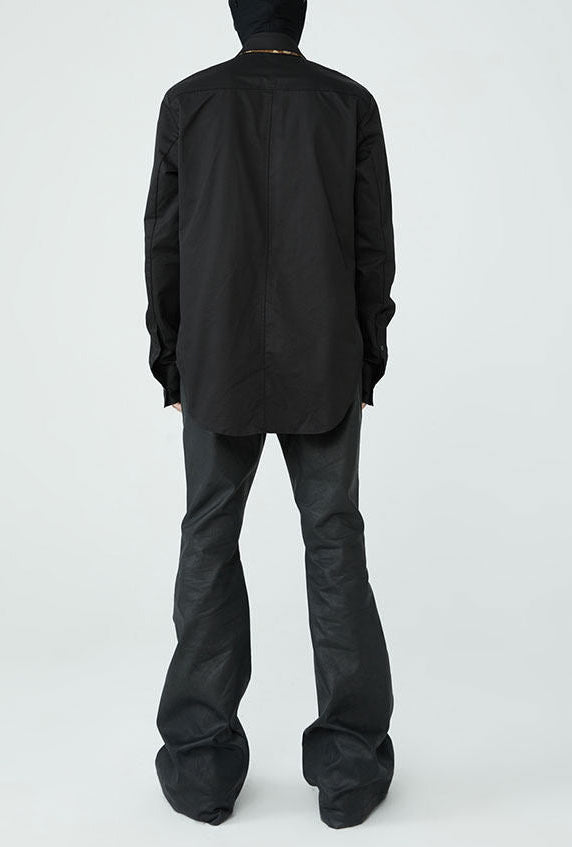 FRKM SCD SS Unisex Slim Long Sleeve Button Black Shirt - GORDON.