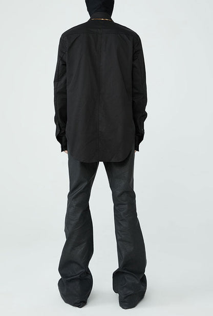 FRKM SCD SS Unisex Slim Long Sleeve Button Black Shirt - GORDON.