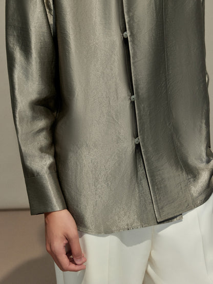 OWNLIFE acetic acid improved collar seersucker texture shirt - DAVE.