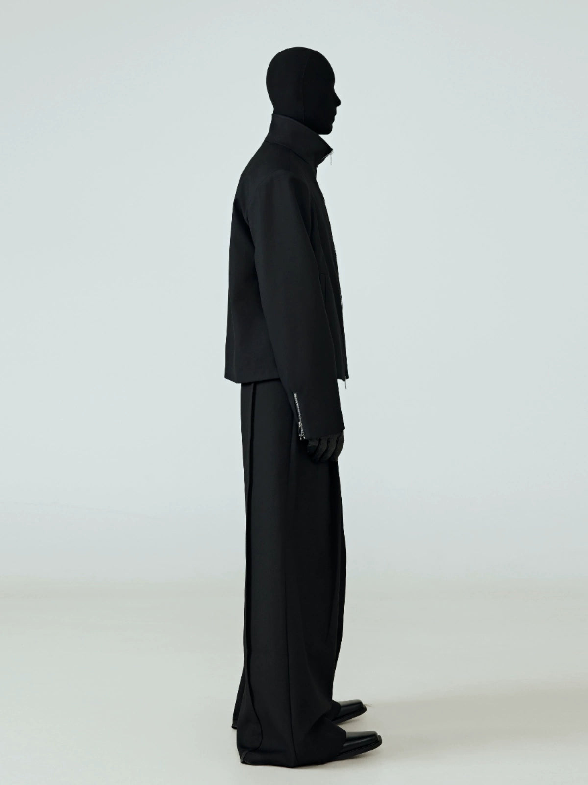 FRKM SCD Stand Collar Black Cropped Jacket - QUIET.