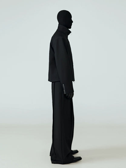 FRKM SCD Stand Collar Black Cropped Jacket - QUIET.