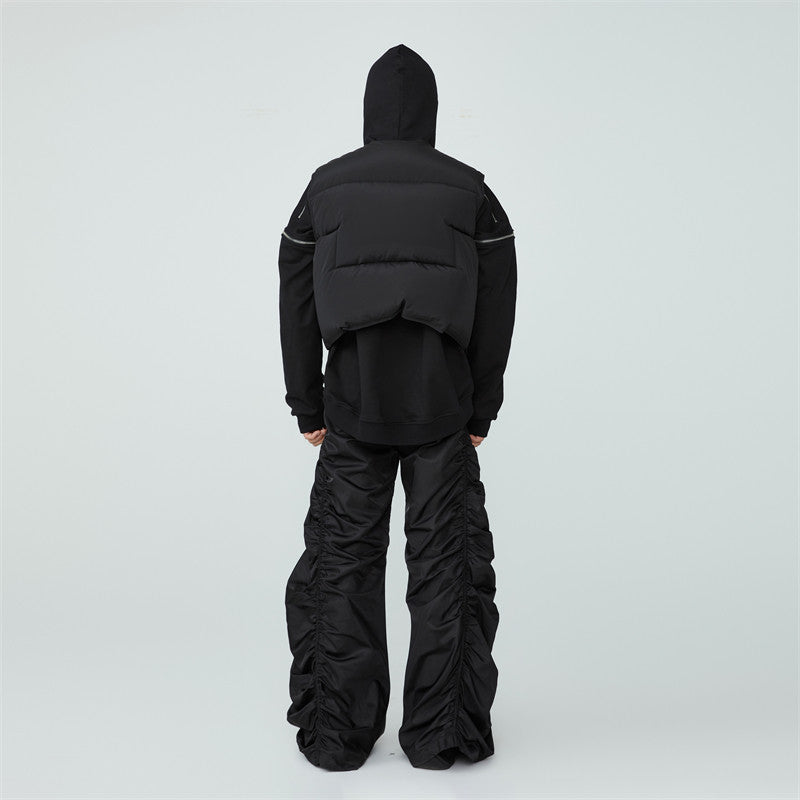 FRKM SCD FW 90 White Duck Down Jacket Sleeveless  Jacket Worn Over Vest- QUASI.