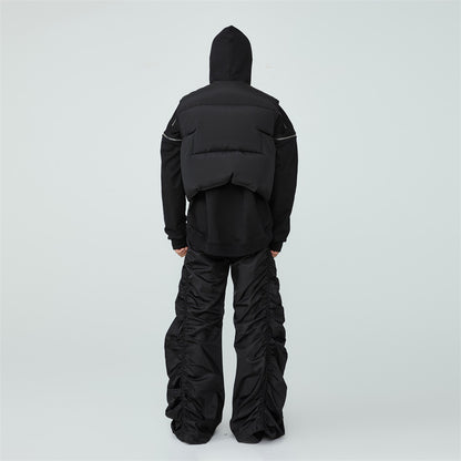 FRKM SCD FW 90 White Duck Down Jacket Sleeveless  Jacket Worn Over Vest- QUASI.