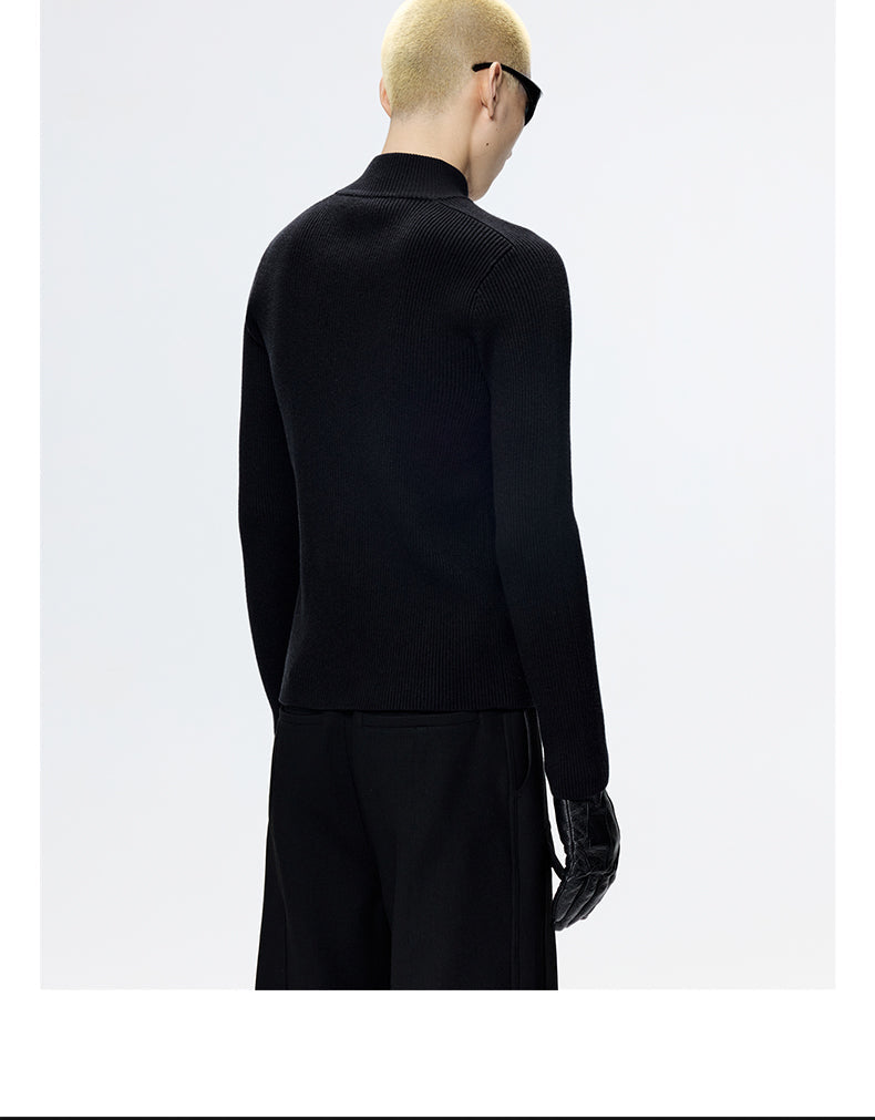 FRKM SCD Slim Fit Knitted Sweater Black Minimalist Versatile Top - DINA.