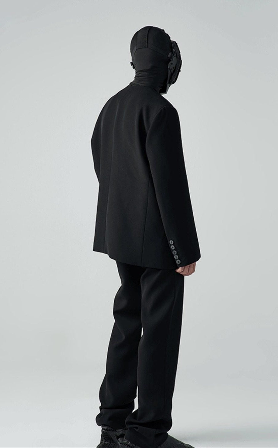 FRKM SC SS Casual Padded Shoulders Collarless Loose Double Button Suit - UNIQUE.