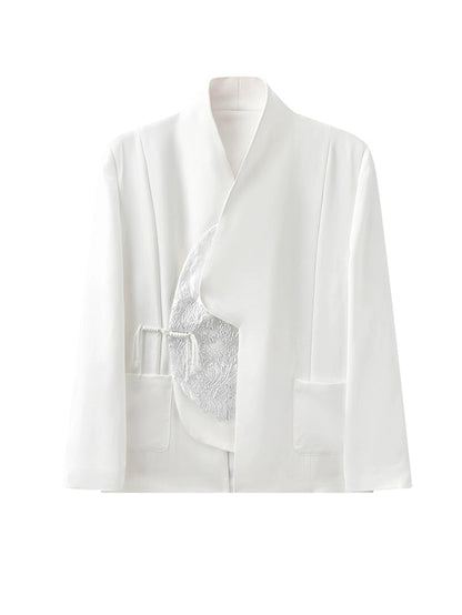 JIECHI  embroidered white irregular bias suit  - QUOTE.