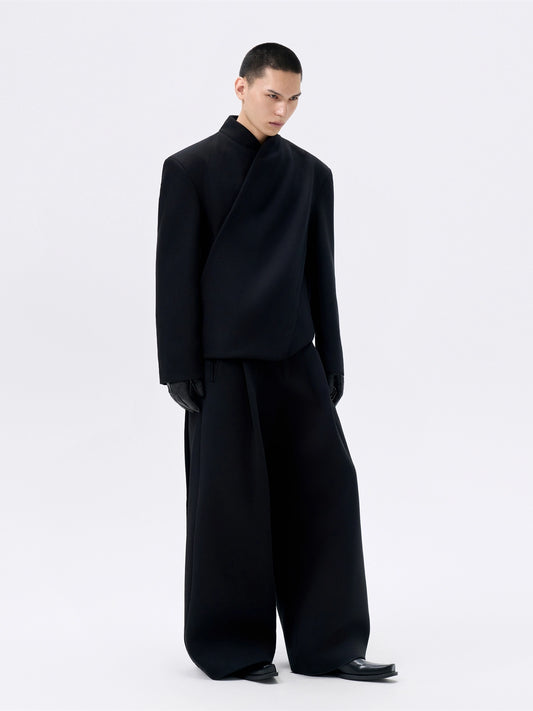 FRKM SCD Waist Cropped Deconstructed Stand Collar Suit Jacket - HERMIONE.