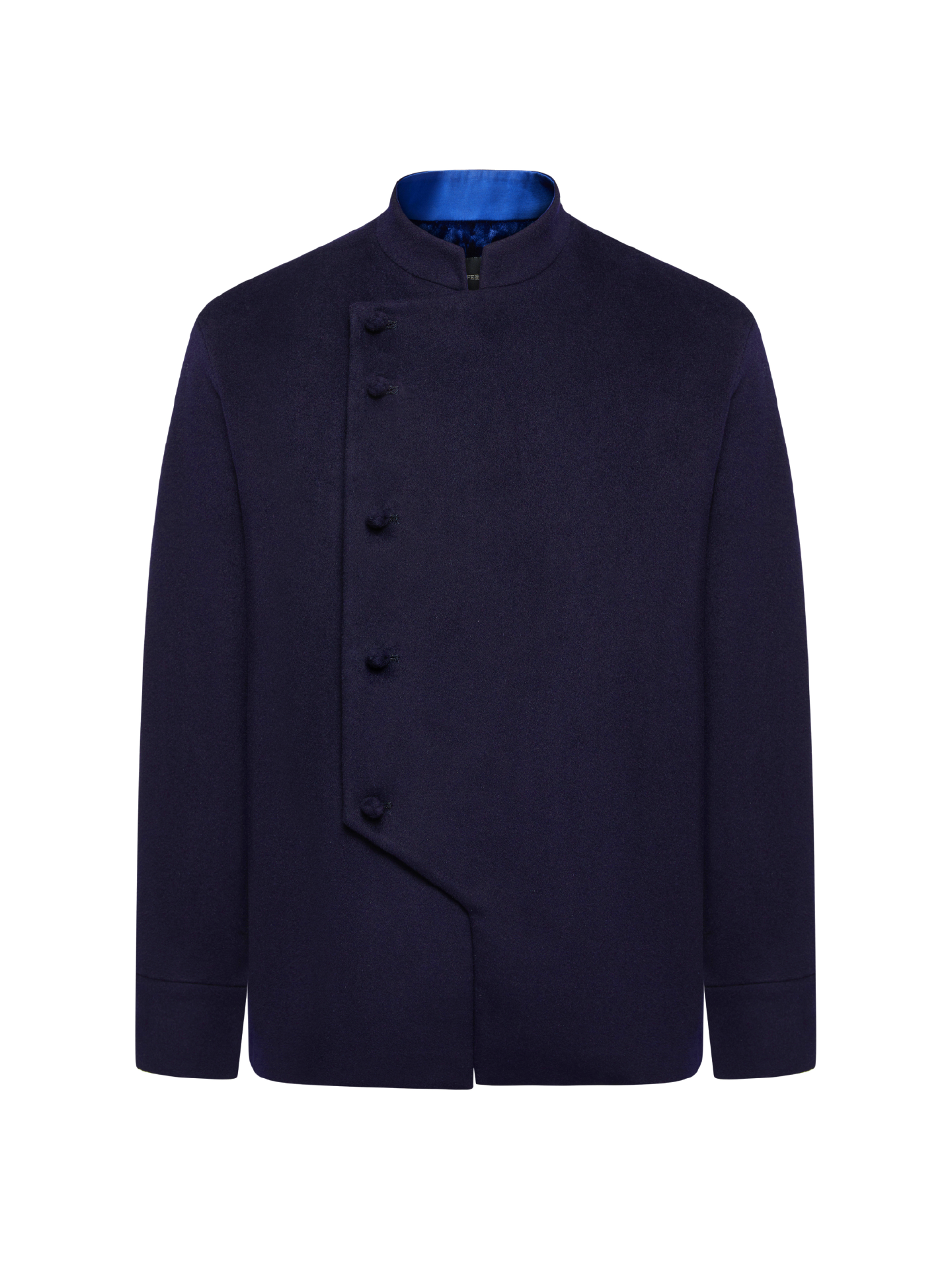 OWNLIFE stand-up collar partial placket buckle imported wool coat - ROY.