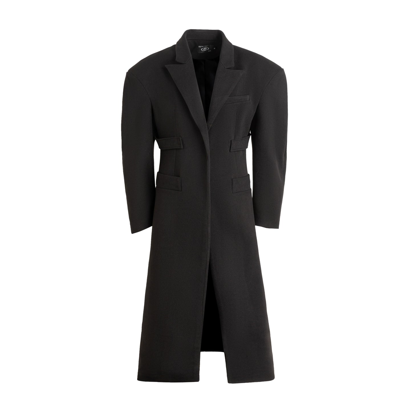 FRKM SCD Inverted Triangle X-Shaped Waist Tweed Long Coat - EMBER.